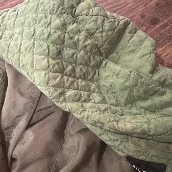 Green Eileen Fisher Quilted Silk Jacket sz S Lightweight Jacket - Picture 7 of 11